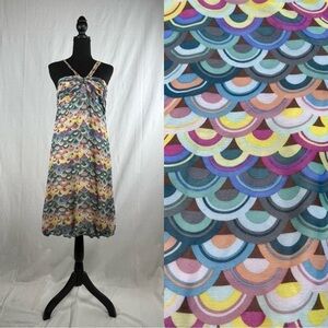 Vintage Tibi Halter Multi Color Halter Silk Bubble Hem Dress Women's Size‎ 6